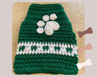 Xsmall Crochet Dog / small Cat Vest with Paw Appliqué Pattern