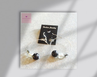 Black and Glass bead hoops earrings New Hand made fashion jewelry