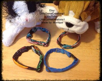 Small dog, cat or puppy adjustable pet collar handmade • safety clasp