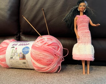 Precioso patrón de vestido de punto para muñeca Barbie • Patrón de vestido de muñeca Jpeg