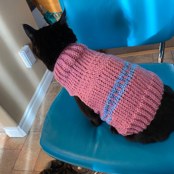 PDF Knit in the round - Adult Cat Sweater  Pattern