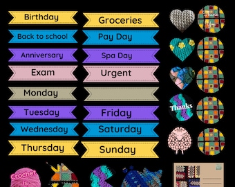PDF printable Crochet Planner Stickers