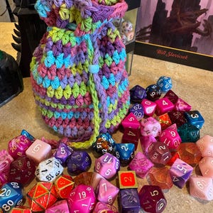 D&D / Gaming Dice Bag / Pouch / Drawstring Dice Bag - Bead Closure Dice Bag