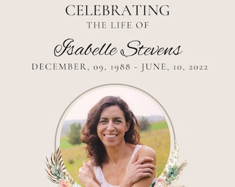 Floral Nature Celebration of Life, Funeral Memorial Card with photo. Includes