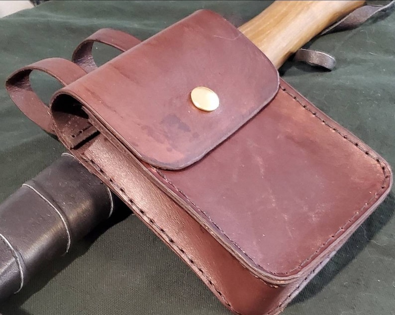 LARP costume pouch Handcrafted tooled leather pouch with belt loops