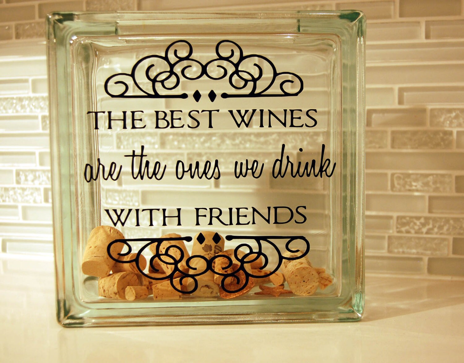 Wine Cork Holder Glass Block Wine Cork Etsy