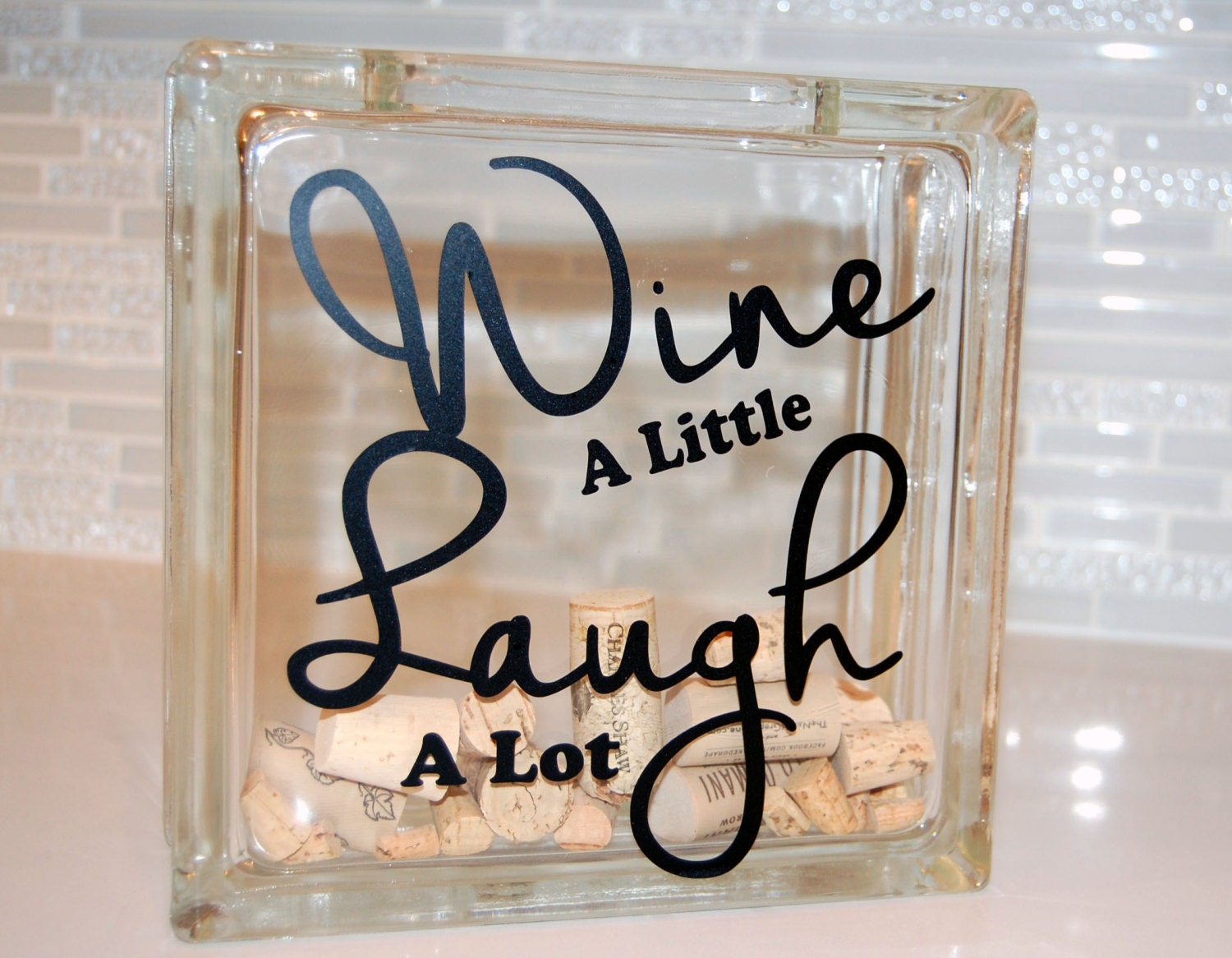 Wine Cork Holder Glass Block Wine Cork Etsy