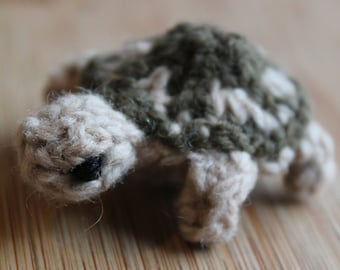 Crochet Turtle - Tiny Stuffed Animal Waldorf Toy, Upcycled