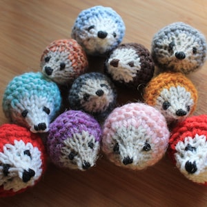 knit hedgehog crochet waldorf toy plush woodland mini stuffed animal forest creatures tiny valentine red grey soft doll amigurumi itty bitty