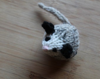 Knit Possum Waldorf Toy, Crochet Woodland Animal Plush