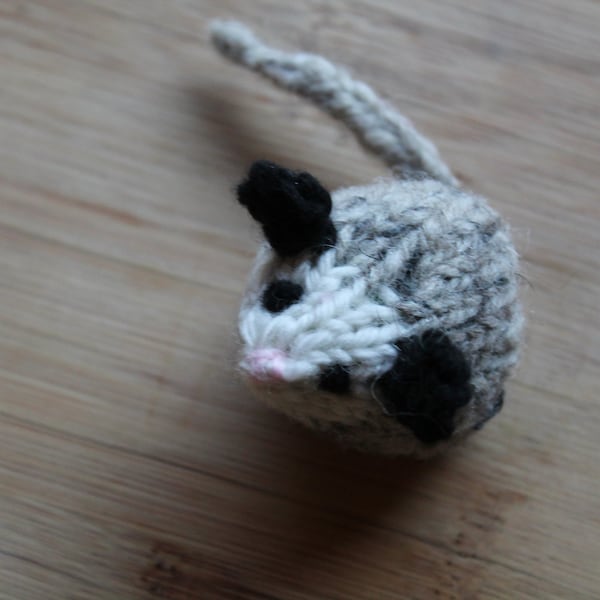 knit possum crochet waldorf toy plush woodland mini stuffed animal forest creatures tiny soft doll amigurumi small opossom possom