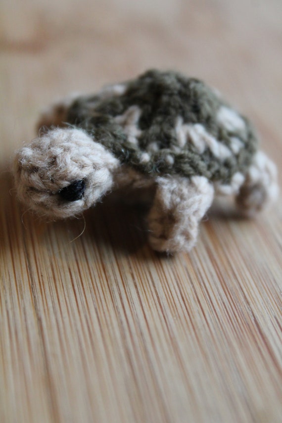 Crochet Turtle - Tiny Stuffed Animal Waldorf Toy, Upcycled