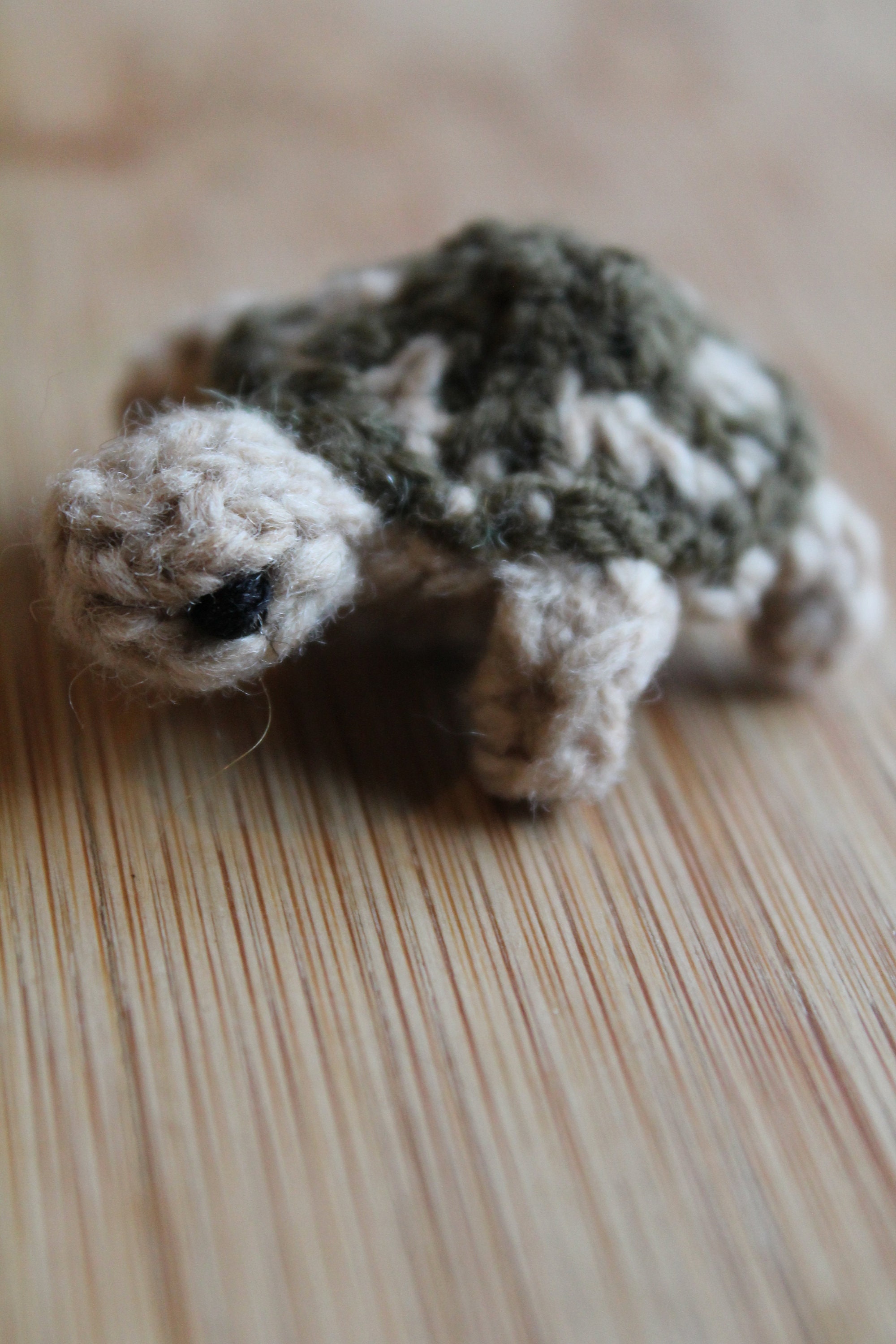 Crochet Turtle - Tiny Stuffed Animal Waldorf Toy, Upcycled