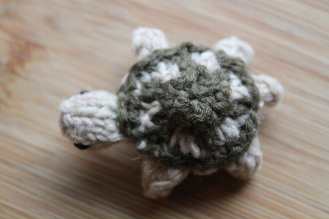 Crochet Turtle - Tiny Stuffed Animal Waldorf Toy, Upcycled