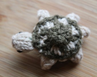 Crochet Turtle - Tiny Stuffed Animal Waldorf Toy, Upcycled