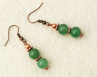 Dangle earrings with natural stones, classic, versatile beaded jewelry