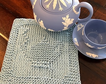 Modèle de gant de toilette en tricot pour l'heure du thé (modèle PDF)