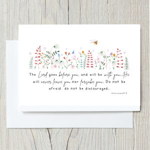 Watercolor Wildflower Scripture Card: The Lord Goes Before You