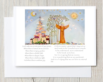 St Francis Prayer Card: Oil Painting Art - Inspiration & Peace-Faith Based Cards.