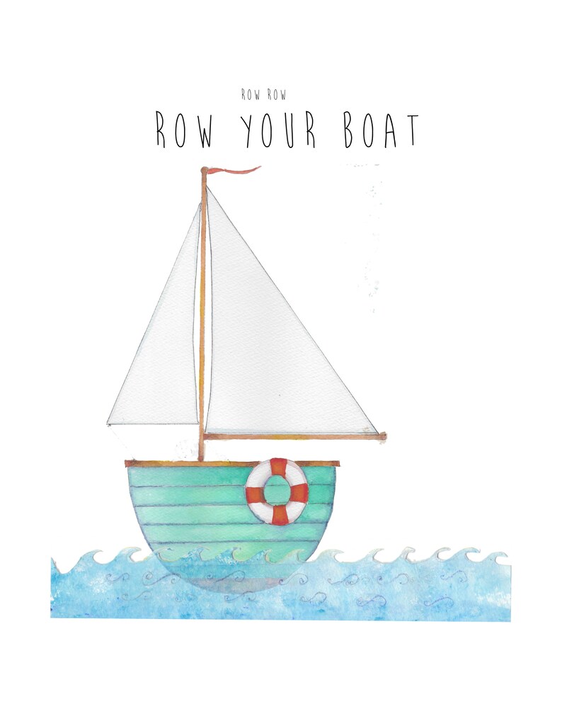 Boatsnursery Rhymerow Row Row Your Boatnauticalsail Etsy