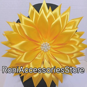 Pin Corsage Yellow Satin Ribbon Brooch Handmade by seller