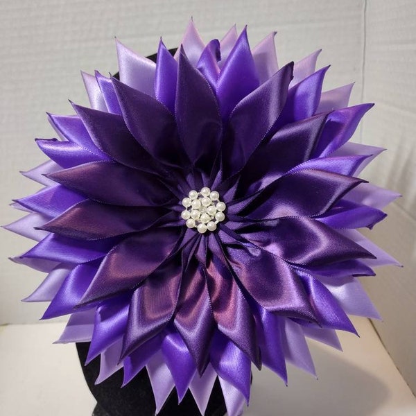 Pin Corsage Multi Color of Purple Satin Ribbon Brooch