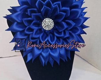 Pin Corsage  Royal Blue Satin Ribbon Flower Brooch  Formal Events Weddings brooch pin