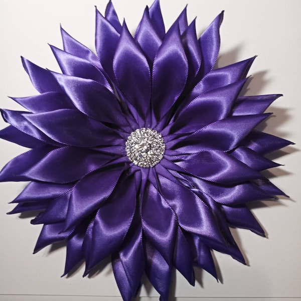 Pin Corsage Purple  Satin Ribbon Flower