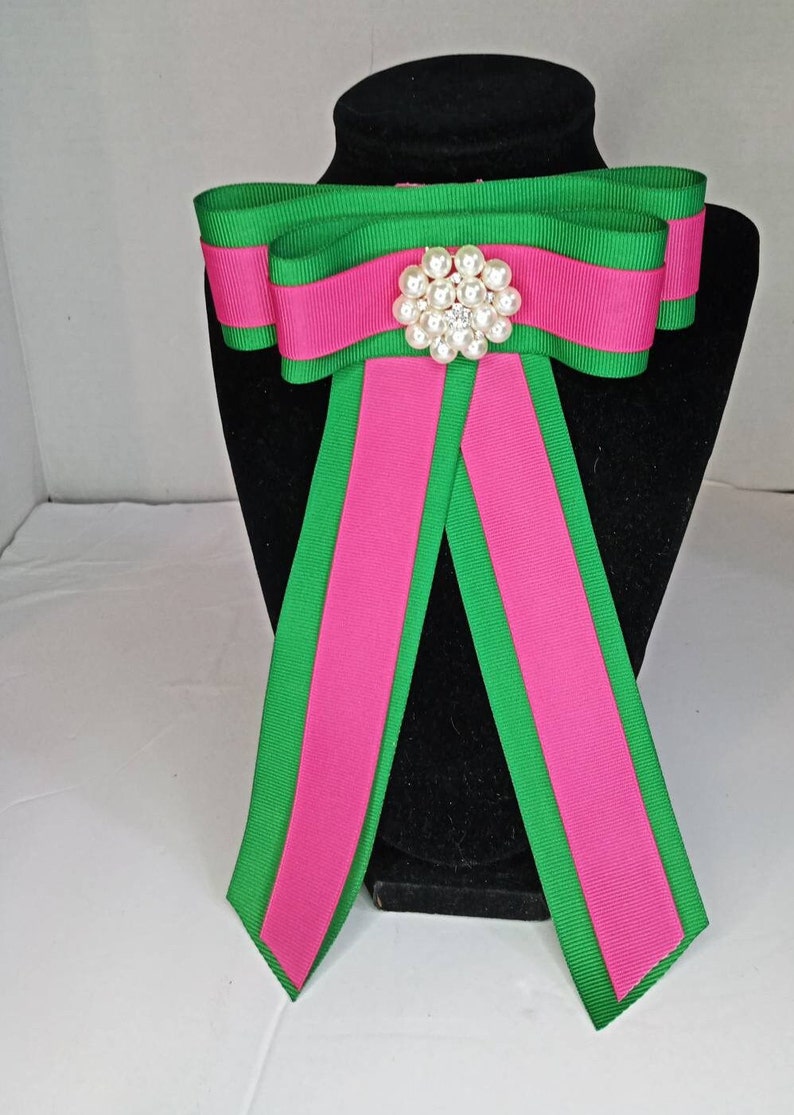 Pin Corsage Dark Green and Pink Female Bow Tie or Pin Corsage - Etsy