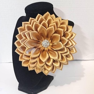 Pin Corsage Gold Satin Ribbon brooch Handmade by seller -made-to-order(Price varies )