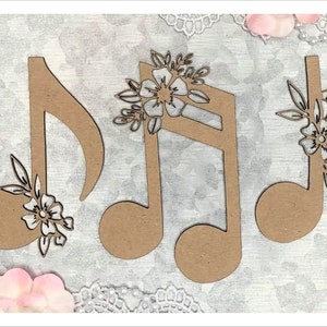 Scrapaholics Chipboard - Floral Music Notes