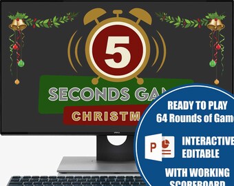 Juego navideño de 5 segundos, juego de trivia navideña, juego virtual de 5 segundos, noche de juegos familiar, juego de vacaciones de invierno, juego interactivo de PowerPoint