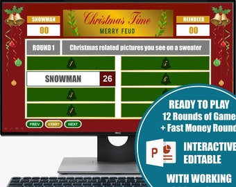 Juego de peleas amistosas navideñas: Trivial interactivo (PowerPoint, descarga digital)