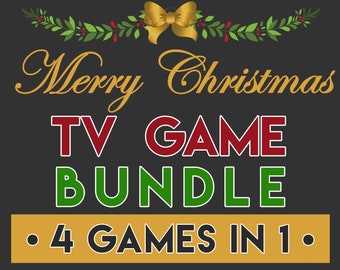 Christmas Party Games, Christmas TV Game Bundle, Virtual Game Party, Family Feud, Jeopardy, Wheel of Fortune, Interactive 4 in 1 Game Bundle