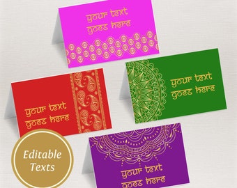 Tarjeta de tienda temática india, tarjeta de tienda Diwali, tarjeta de tienda Deepavali, etiqueta Diwali editable, etiqueta Deepavali, tarjeta buffet, etiquetas de comida, etiquetas de regalo