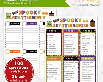 Halloween Scattergories, Halloween Game, Halloween Printable, Halloween Word Game, Office Party Game, Classroom Game, Family Game Night