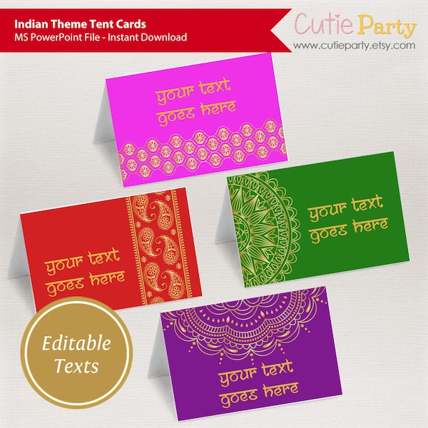 Indian Themed Tent Card, Diwali Tent Card, Deepavali Tent Card, Editable Diwali Label, Deepavali Label, buffet card, food tags, gift tags