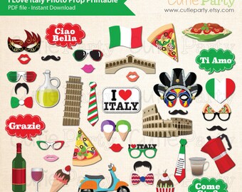 Italy Theme Photo Booth Prop I Love Italy Photo Booth Prop Etsy