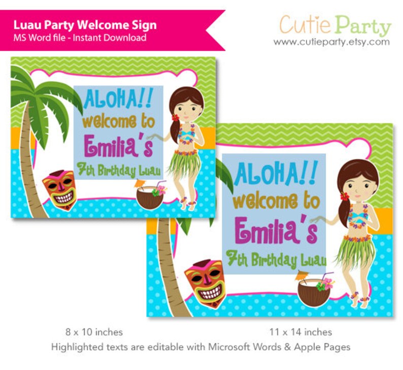 Luau Party Welcome Sign Hawaiian Party Welcome Sign Luau | Etsy