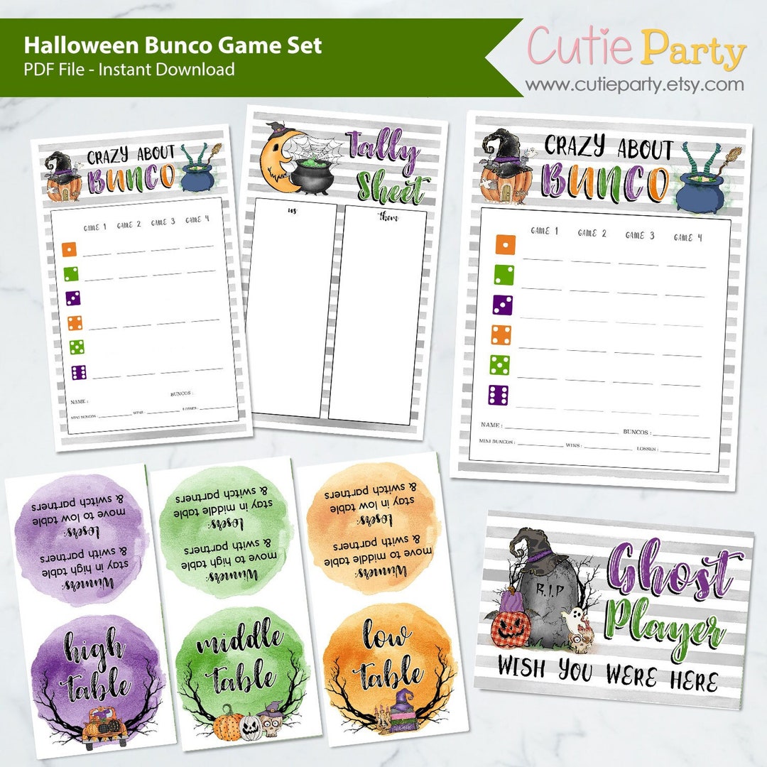 Halloween Bunco Printable, Halloween Bunco Party, Witch Halloween Bunco ...
