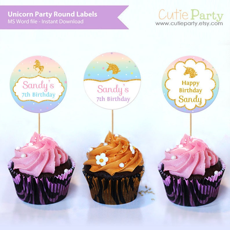 Unicorn Party Cupcake Topper Printable Unicorn Party Cupcake Topper Printable