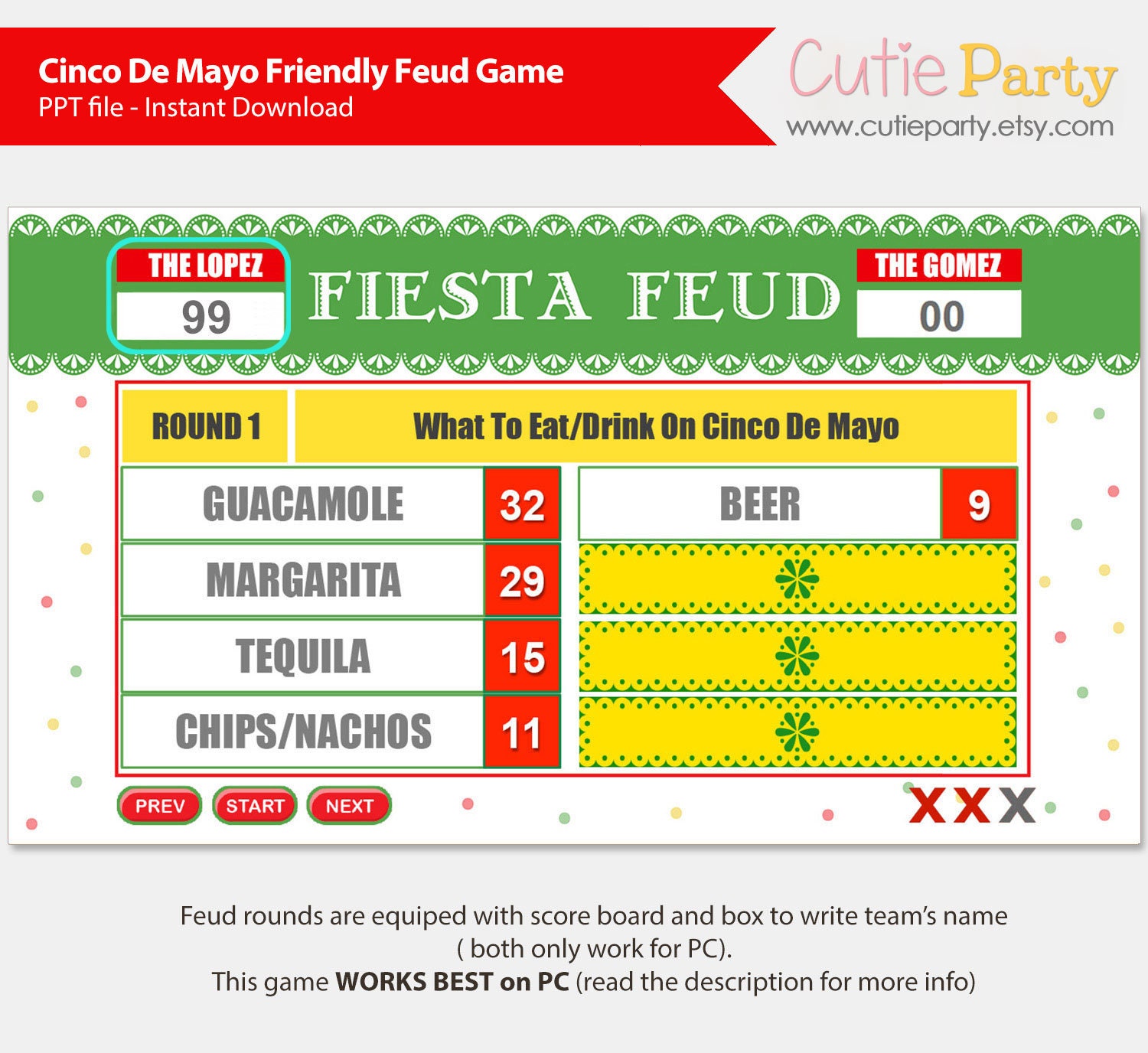 Cinco De Mayo Friendly Feud Mexican Party Feud Game Cinco De | Etsy