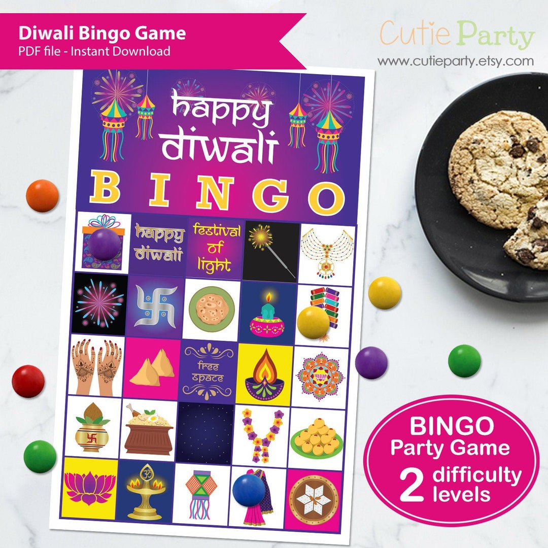 Diwali Bingo Game, Indian Holiday Party Bingo Game, Asian Holiday Bingo ...