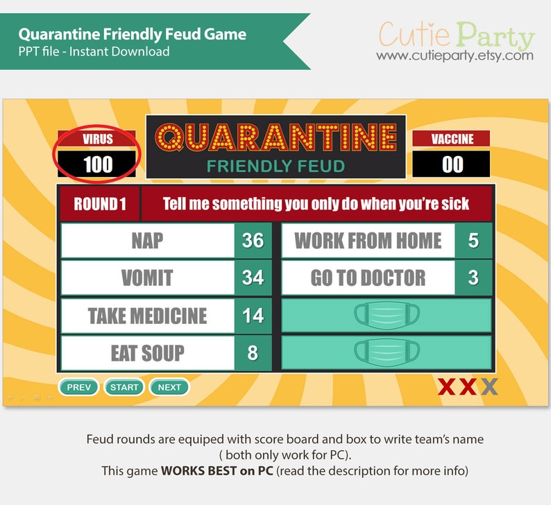 Quarantine Friendly Feud Game Quarantine Virtual Party Etsy
