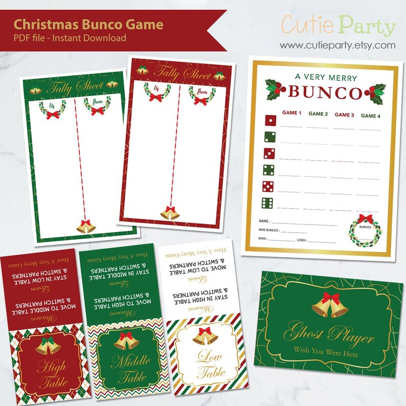 Bunco Set Printable Christmas Bunco Game Christmas Bunco - Etsy