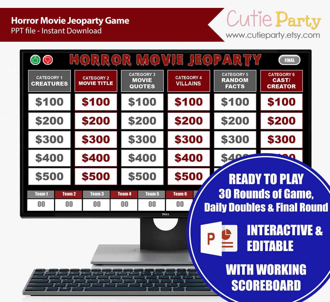 Halloween Jeoparty Game Horror Movie Trivia Game Virtual Etsy
