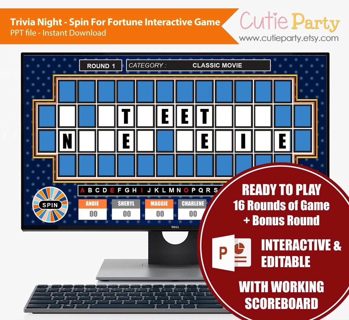 Wheel Of Trivia Night Game Night Wheel Fortune Trivia Party Etsy