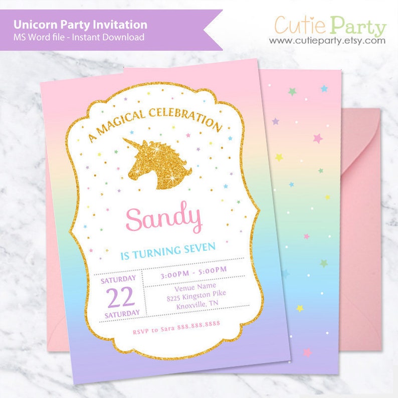 Birthday Invitation Templates Unicorn Plancha