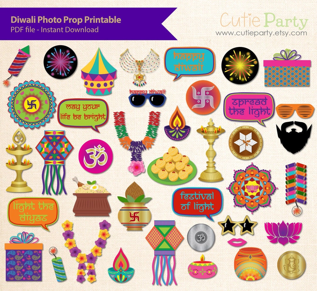 Diwali Photo Booth Prop, Printable Diwali Photo Booth Prop, Diwali