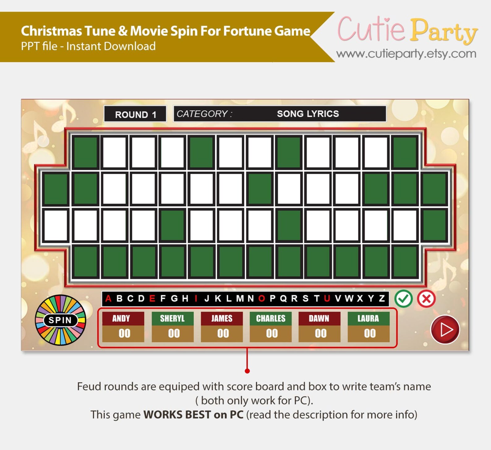 Wheel of Fortune Christmas Wheel of Fortune Christmas Movie Etsy